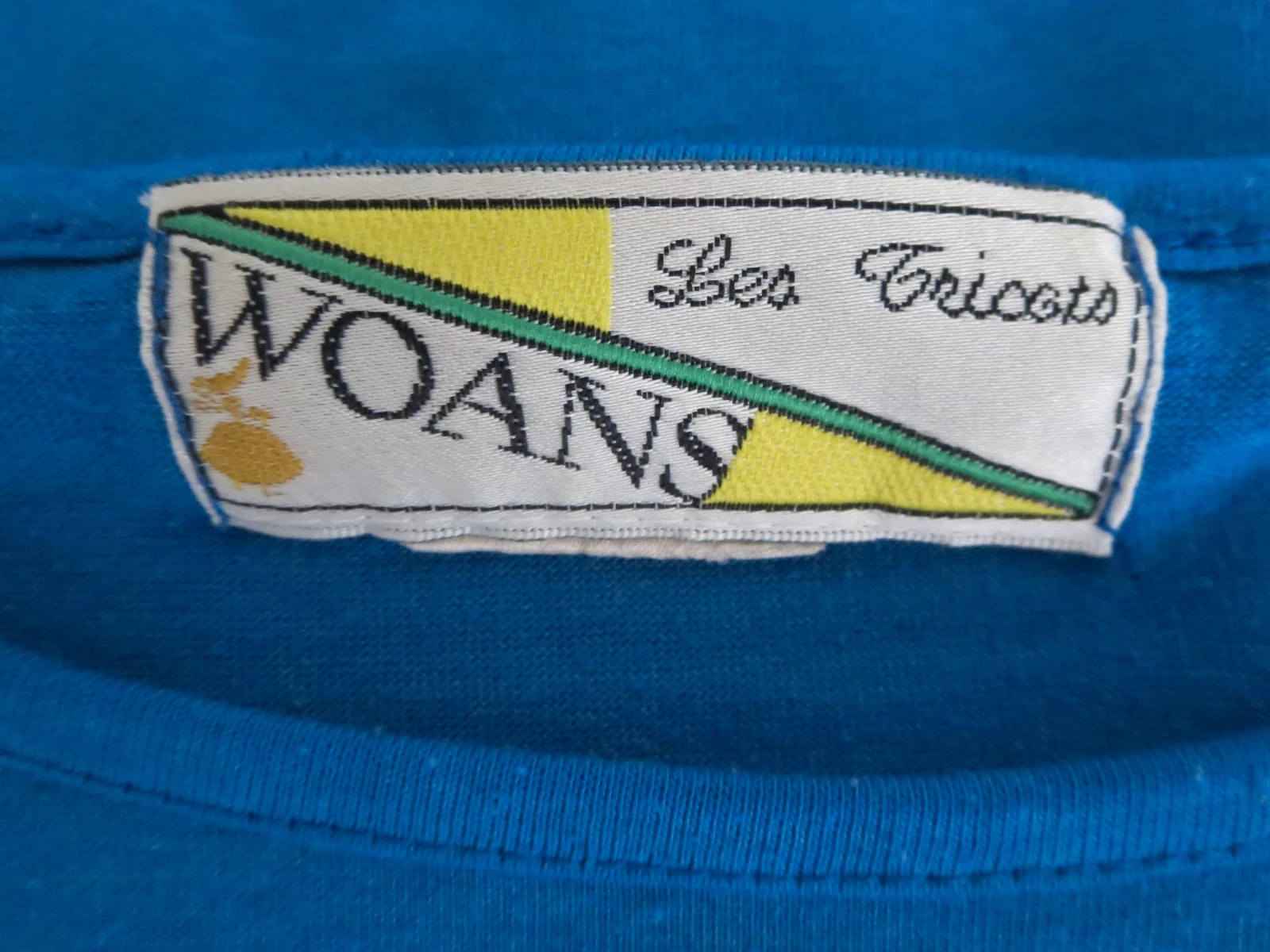 T-shirt Vintage Créateur WOANS – Brodé & Perlé – Bleu Roi – T. 38/40 – – photo 4